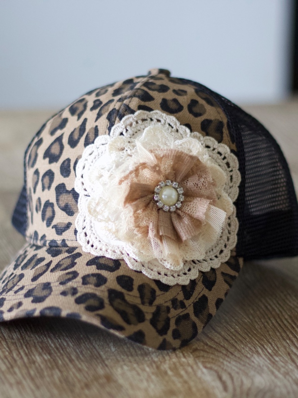 Womens Hats, Womans Bling Rhinestone Cap, Trucker Style Hat, Suede Hat, Leopard - Picture 5 of 7